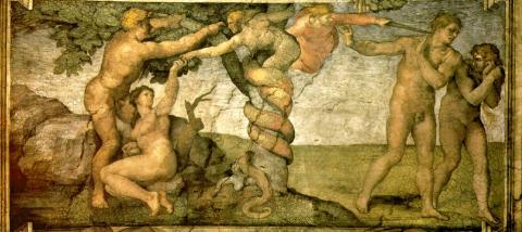 Az eredendő bűn és kiűzetése a Paradicsomból (Sixtus-kápolna, Vatikán) – Michelangelo Buonarroti